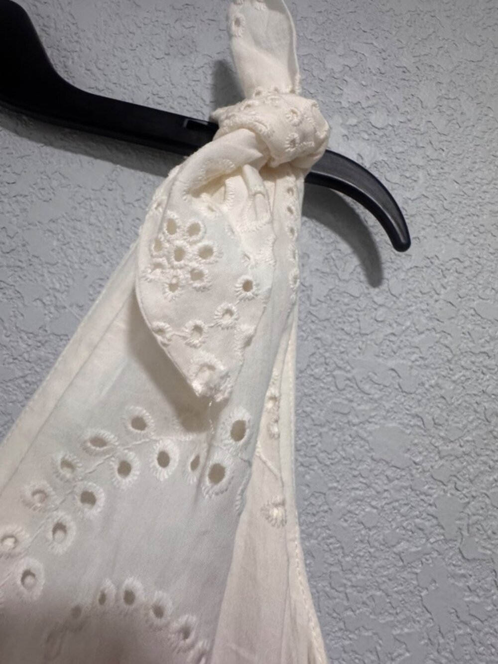 Anne Klein Womens Eyelet Tie Shoulder Midi Dress Pearl White Size 6 Cotton Blend - Picture 4 of 7